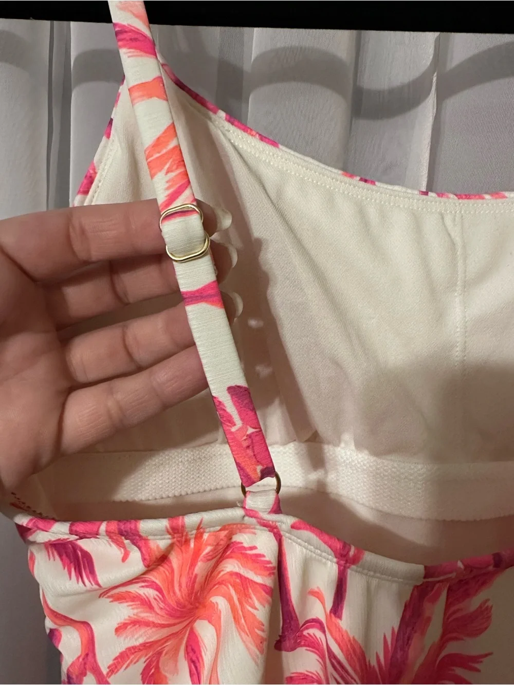 Shade & Shore Pink Tropical Palm Print One-Piece Swimsuit Size L